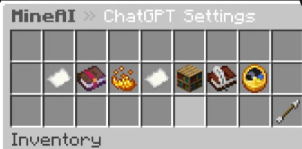 MineAI - panel ChatGPT settings