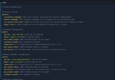 MineAI - configuración YAML